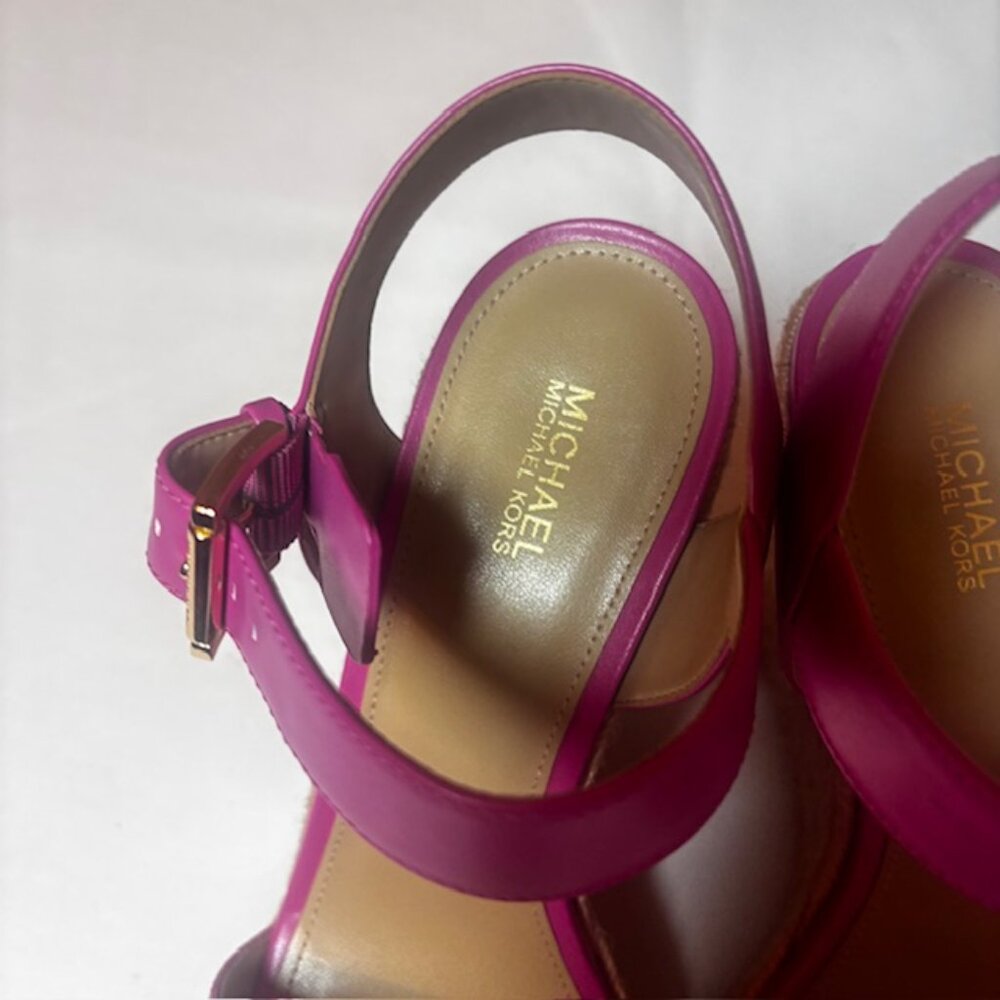 Michael Kors Pink Espadrille Wedge Sandals | Size 8.5 - Picture 7 of 8